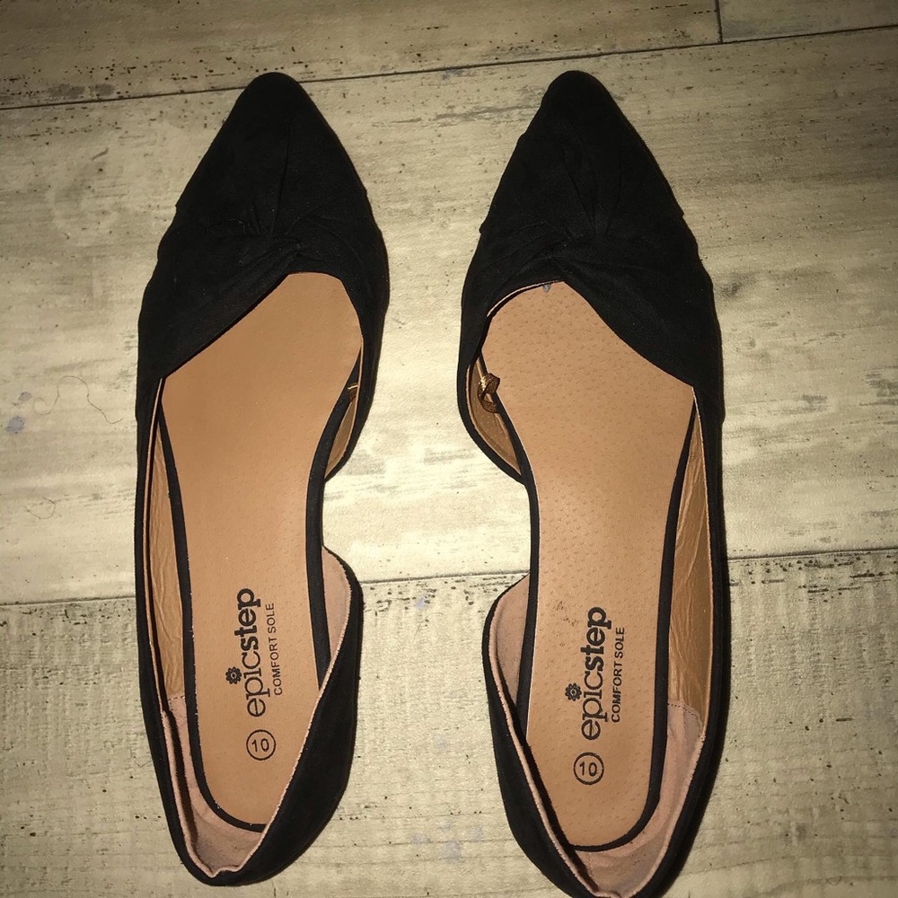 epic step black pointed flats